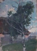 Paul Raud Etude with a birch china oil painting artist